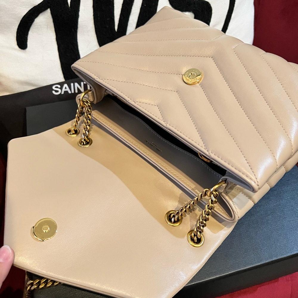 SOLD- Saint Laurent Small Loulou Dark Beige - Picture 7 of 15